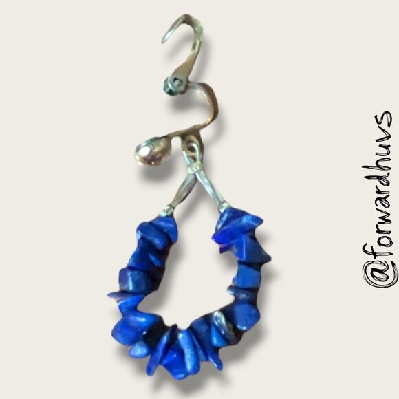 Bundle Sale 3 for $15 | Vintage Blue Stone Chip Clip on Earrings - Picture 3 of 5